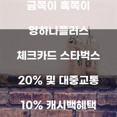 금쪽이 흑쪽이 영하나플러스 체크카드: 스타벅스 20% 및 대중교통 10% 캐시백 혜택