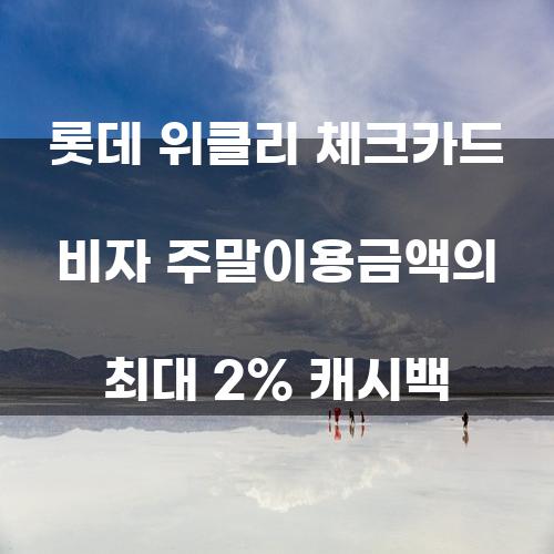 롯데 위클리 체크카드 비자 주말이용금액의 최대 2% 캐시백