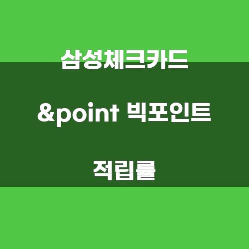 삼성체크카드 &point 빅포인트 적립률