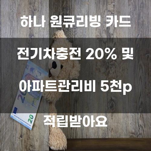 하나 원큐리빙 카드 전기차충전 20% 및 아파트관리비 5천p 적립받아요