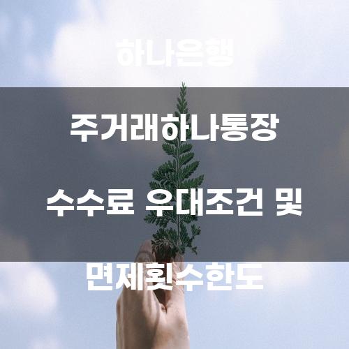 하나은행 주거래하나통장 수수료 우대조건 및 면제횟수한도