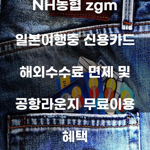 NH농협 ZGM: 일본 여행 중 신용카드 해외 수수료 면제 및 공항 라운지 무료 이용 혜택