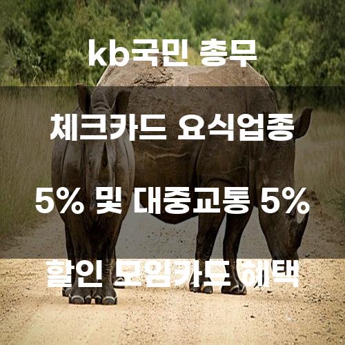 KB국민 총무 체크카드: 요식업종 5% 및 대중교통 5% 할인 모임카드 혜택