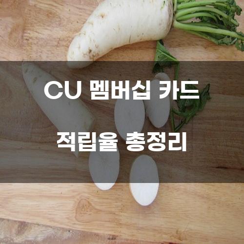 CU 멤버십 카드 적립율 총정리