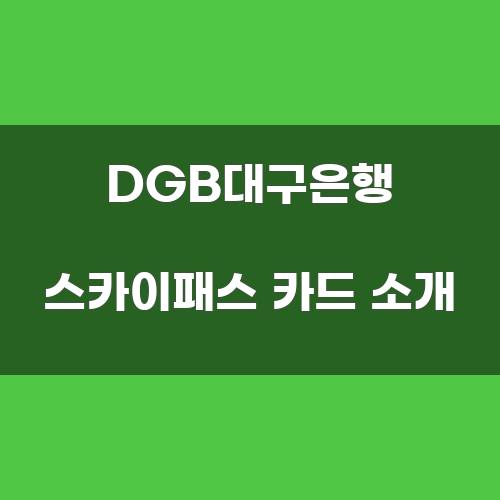 DGB대구은행 스카이패스 카드 소개