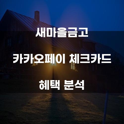 새마을금고 카카오페이 체크카드 혜택 분석