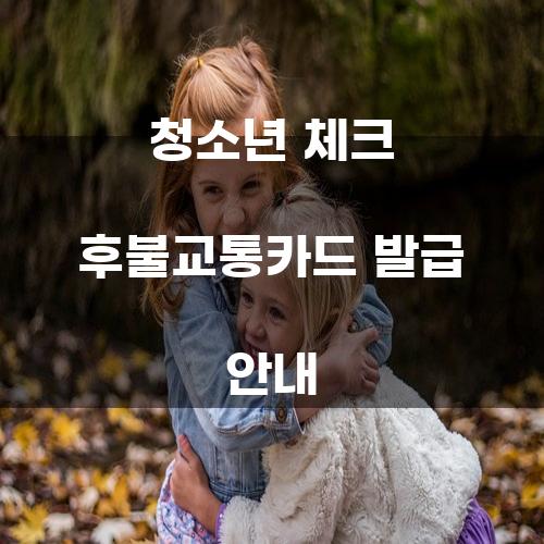 청소년 체크 후불교통카드 발급 안내