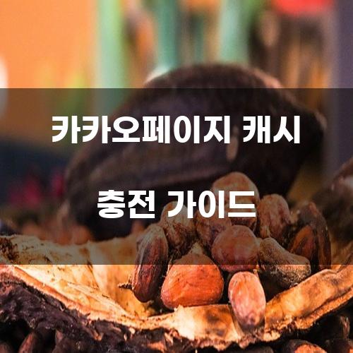 카카오페이지 캐시 충전 가이드