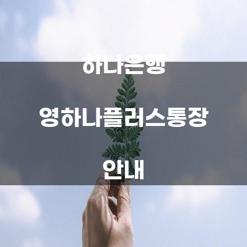 하나은행 영하나플러스통장 안내