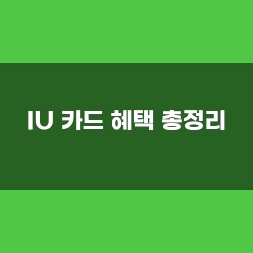 IU 카드 혜택 총정리