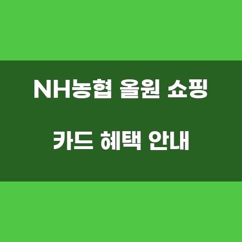 NH농협 올원 쇼핑 카드 혜택 안내