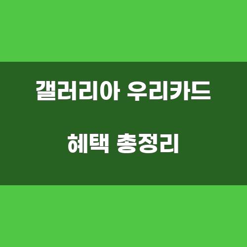 갤러리아 우리카드 혜택 총정리