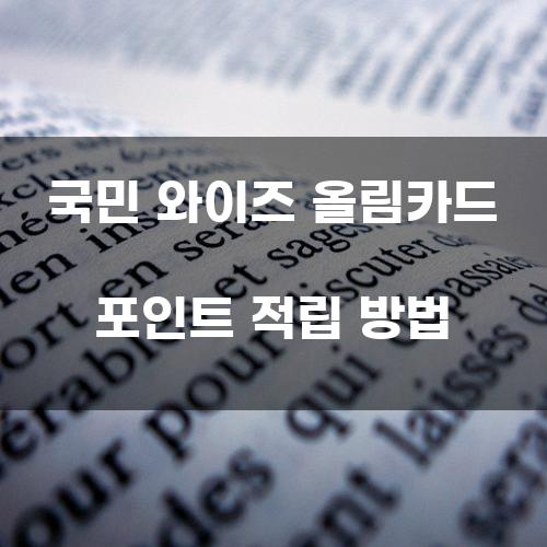 국민 와이즈 올림카드 포인트 적립 방법