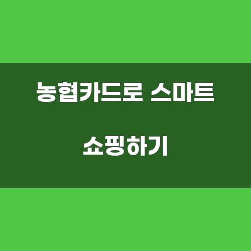 농협카드로 스마트 쇼핑하기