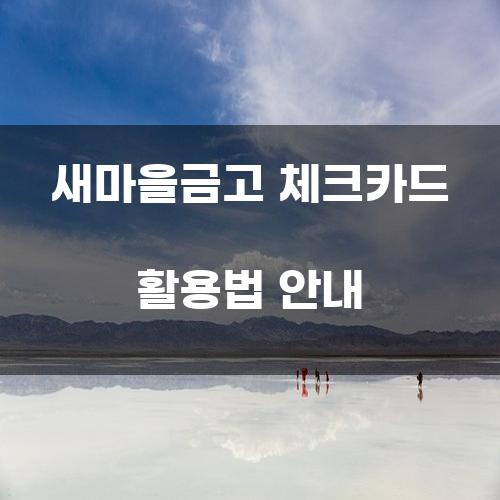 새마을금고 체크카드 활용법 안내