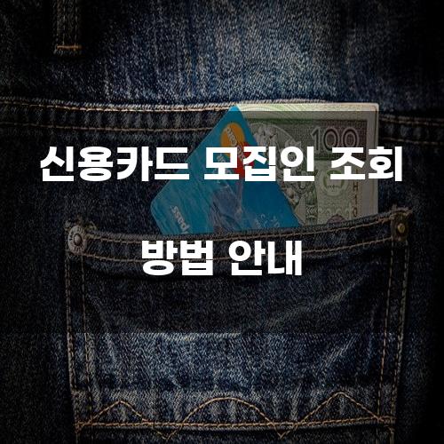 신용카드 모집인 조회 방법 안내