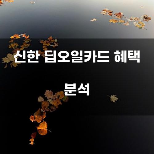 신한 딥오일카드 혜택 분석