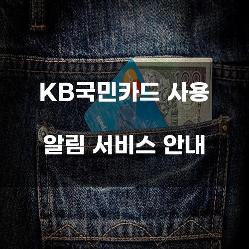 KB국민카드 사용 알림 서비스 안내