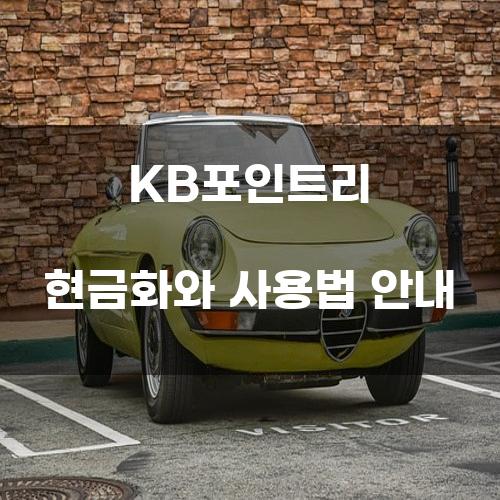 KB포인트리 현금화와 사용법 안내