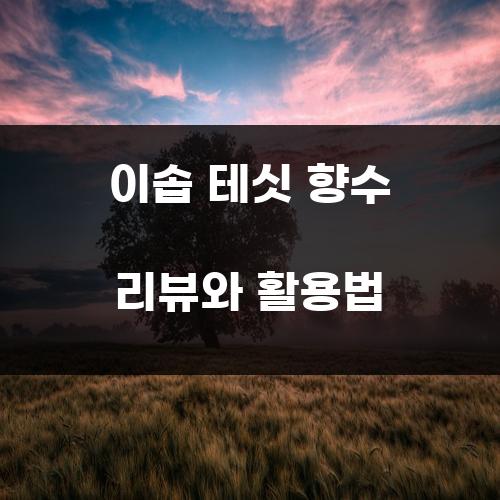 이솝 테싯 향수 리뷰와 활용법