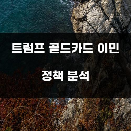 트럼프 골드카드 이민 정책 분석